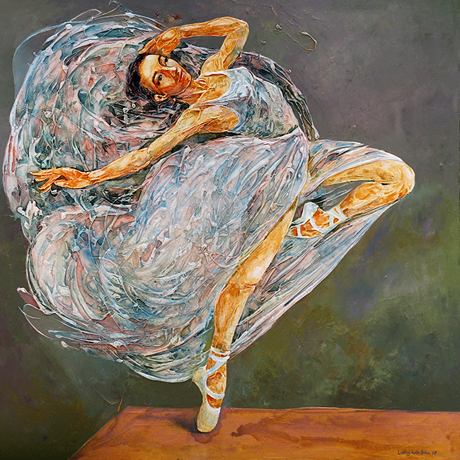 Luong-Luu-Bien_Ballerina-2_2018_Mixed-media-on-canvas_120-x-120-cm